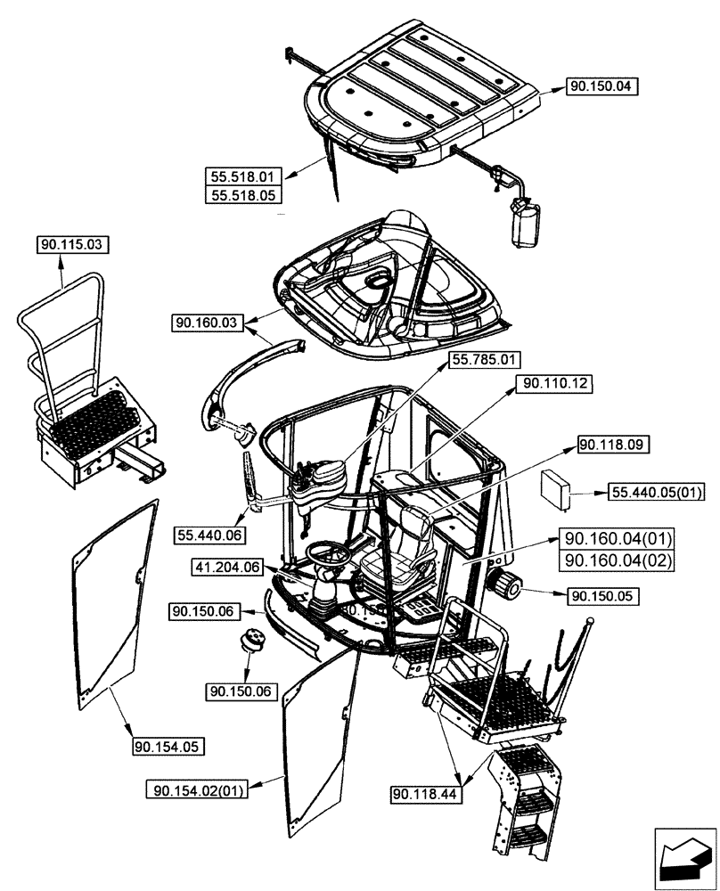 Схема запчастей Case IH 7230 - (00.000.90[01]) - PICTORIAL INDEX - CAB (00) - GENERAL & PICTORIAL INDEX