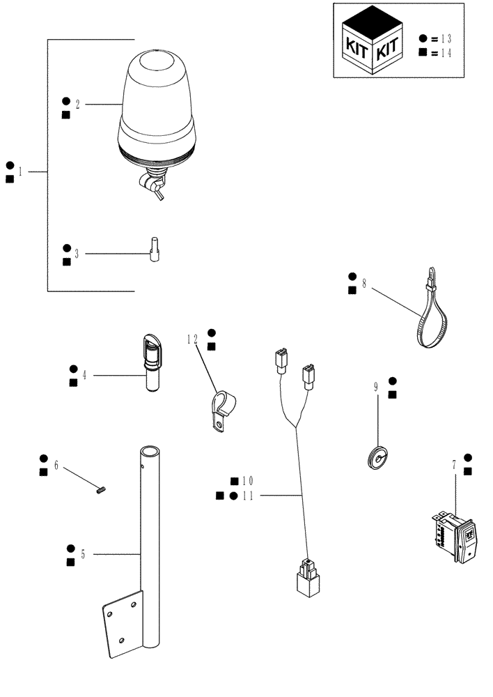 Схема запчастей Case IH MX275 - (04-39) - LAMP - BEACON (04) - ELECTRICAL SYSTEMS