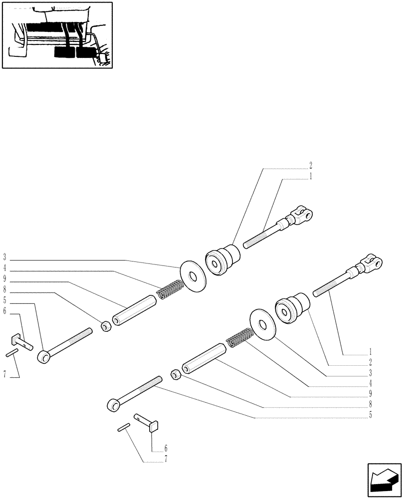 Схема запчастей Case IH JX60 - (1.67.1[01]) - BRAKE CONTROL RODS (05) - REAR AXLE