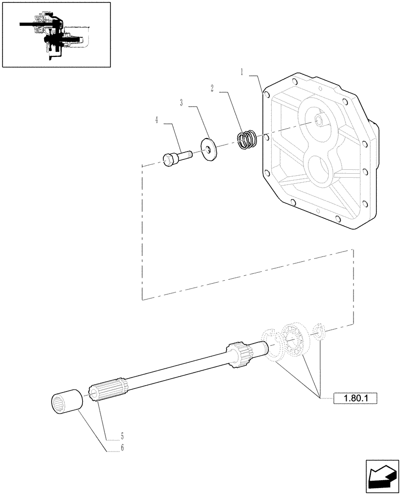 Схема запчастей Case IH JX80 - (1.80.1/01) - (VAR.000) SINGLE LEVER PTO - P.T.O. SHAFT CONNECTING SLEEVE (07) - HYDRAULIC SYSTEM