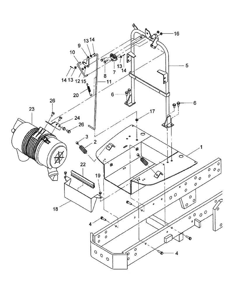 Схема запчастей Case IH DX60 - (02.01.02) - BATTERY STAND HOLDER & HOOD LATCH - EHSS (02) - ENGINE EQUIPMENT