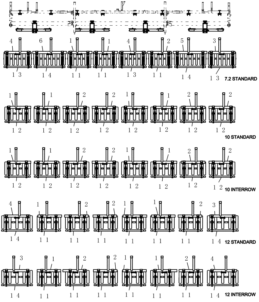 Схема запчастей Case IH 400 - (75.200.10) - GANG FRAME PARTS LAYOUT 33 (75) - SOIL PREPARATION