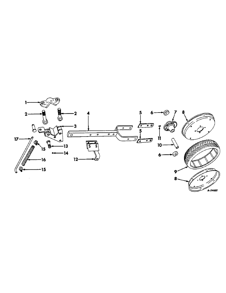 Схема запчастей Case IH 284 - (A-14) - GAUGE WHEEL CONTROLLED FLEXIBLE ATTACHING UNIT, FOR 2-1/4 IN. SQUARE TOOL BAR 