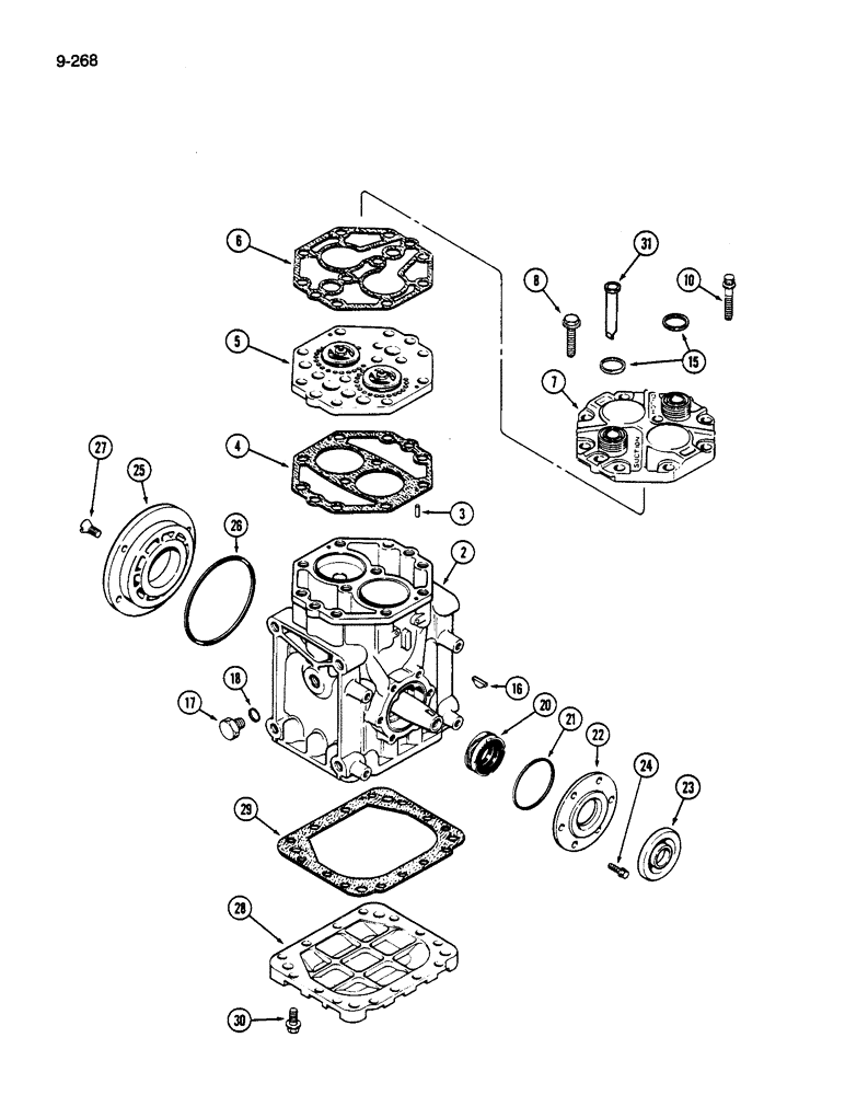 Схема запчастей Case IH 1822 - (9-268) - COMPRESSOR (10) - CAB & AIR CONDITIONING