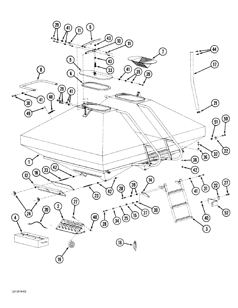 Схема запчастей Case IH 8100 - (9A-02) - HOPPER (09) - CHASSIS/ATTACHMENTS