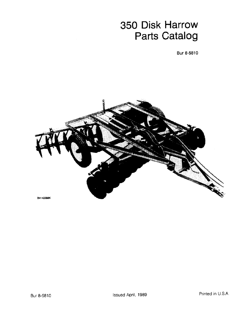 Схема запчастей Case IH 350 - (1-1) - DISK HARROW PARTS CATALOG (00) - PICTORIAL INDEX