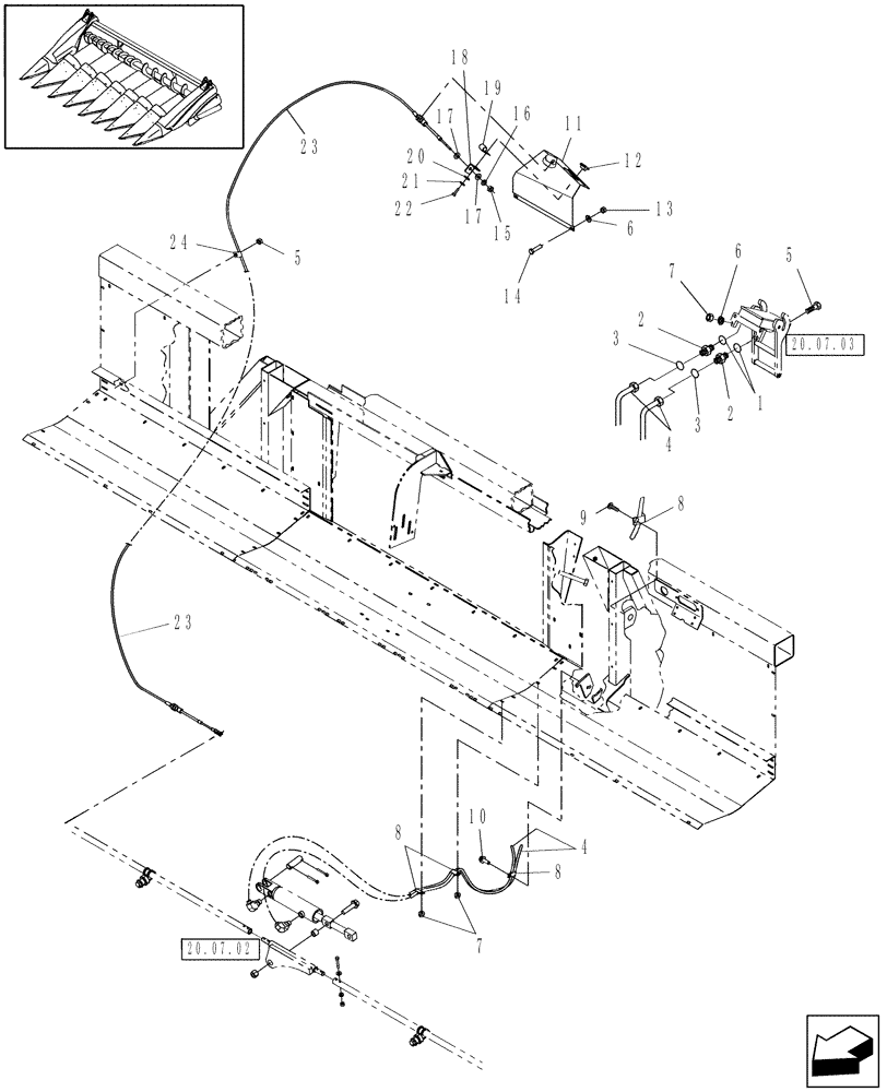 Схема запчастей Case IH 3408-22 - (20.07.01) - HYDRAULIC CONTROL, SUPPLY, RETURN, POSITION INDICATOR (58) - ATTACHMENTS/HEADERS