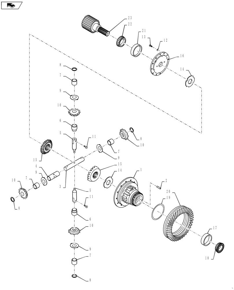 Схема запчастей Case IH STEIGER 600 - (25.100.23) - 600 SERIES AXLE - DIFFERENTIAL, WITHOUT DIFFERENTIAL LOCK - STEIGER 550HD & 600, QUADTRAC 550 & 600 (25) - FRONT AXLE SYSTEM