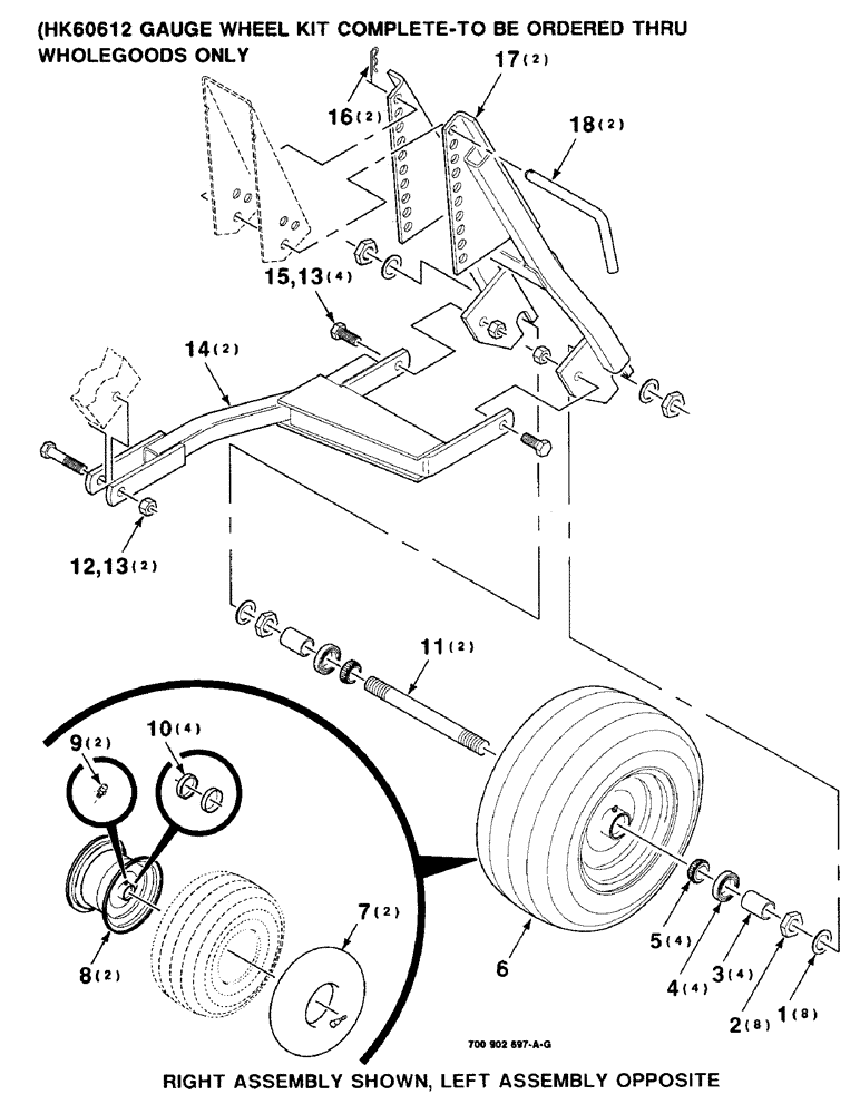 Схема запчастей Case IH 8820 - (9-04) - GAUGE WHEEL KIT, HK60612 GAUGE WHEEL KIT COMPLETE, TO BE ORDERED THRU WHOLEGOODS ONLY (09) - CHASSIS