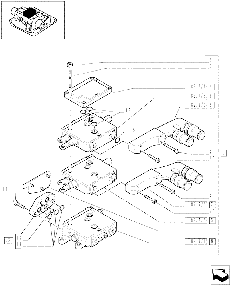 Схема запчастей Case IH MXU100 - (1.82.7[02]) - REMOTE VALVE & RELATED PARTS (07) - HYDRAULIC SYSTEM