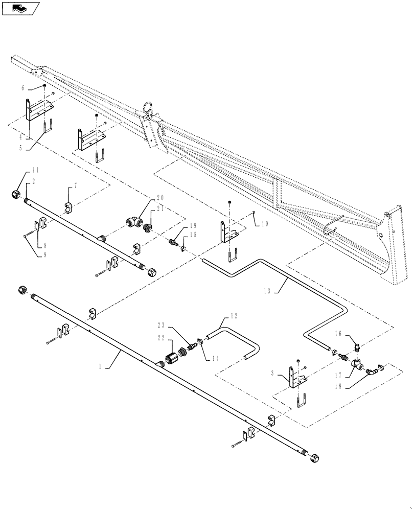 Схема запчастей Case IH 4420 - (09-039) - SPRAYBAR, OUTER, 20" OFF, 6 SECTION, LO-FLOW Liquid Plumbing