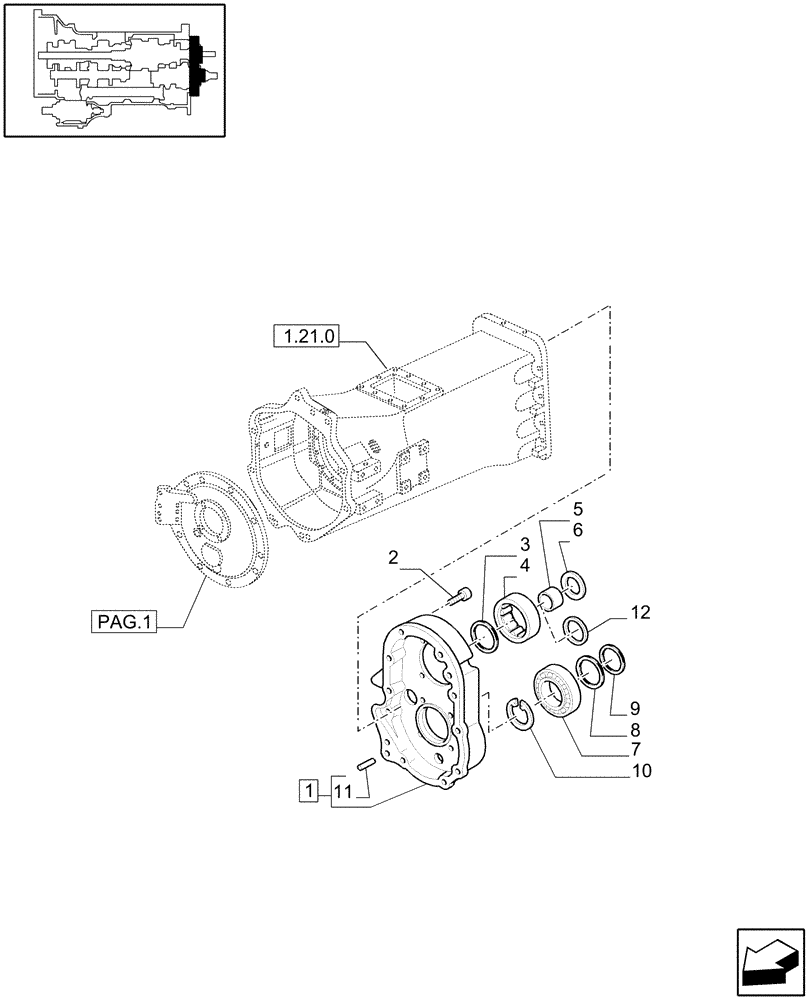 Схема запчастей Case IH MXU115 - (1.21.0/01[02]) - (VAR.129-140-147) 16X16 (SPS) GEARBOX - REAR COVER (03) - TRANSMISSION