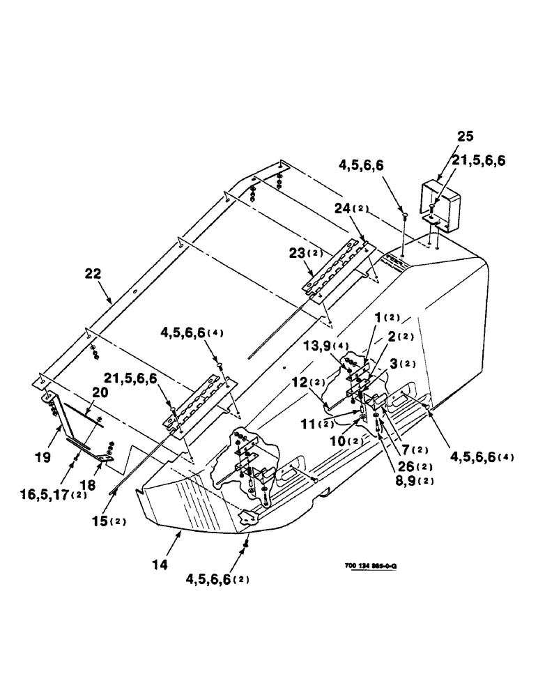 Схема запчастей Case IH 625 - (7-16) - SHIELD ASSEMBLY, LEFT (58) - ATTACHMENTS/HEADERS