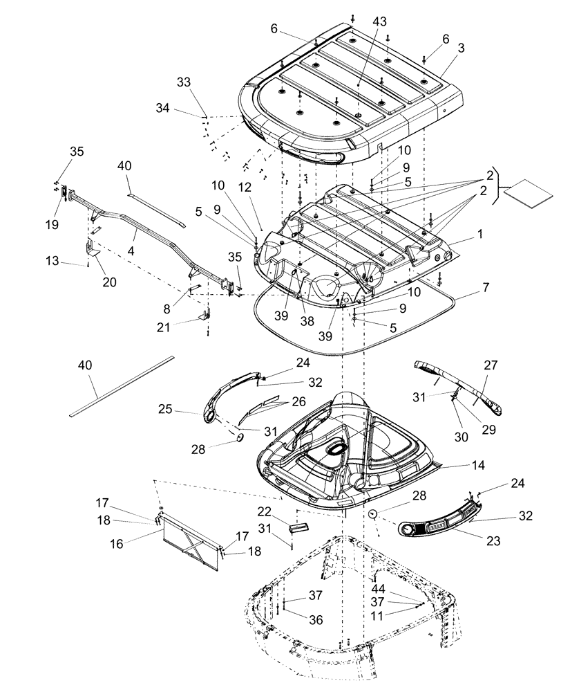 Схема запчастей Case IH AFX8010 - (E.34.A.78[6]) - ROOF E - Body and Structure