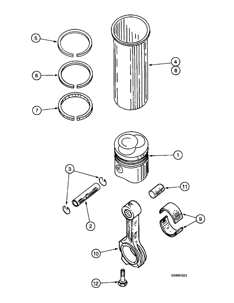 Схема запчастей Case IH D-236 - (4-08) - CONNECTING RODS & SLEEVE SETS, MACHINES W/ENGINE S/N PRIOR TO 16621 