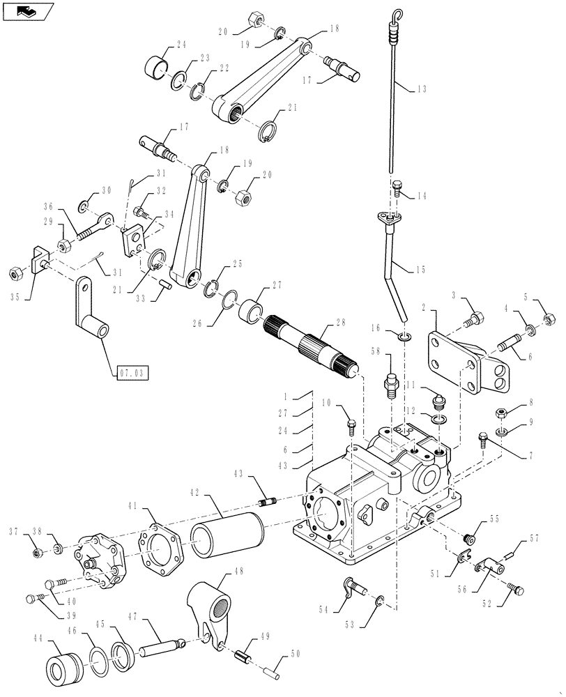 Схема запчастей Case IH DX35 - (07.01) - HYDRAULIC LIFT COVER & ARMS (07) - HYDRAULIC SYSTEM