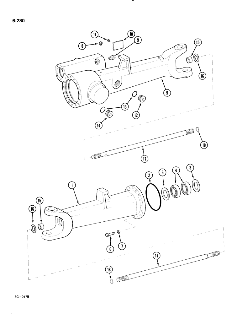 Схема запчастей Case IH 885 - (6-280) - AXLE HOUSING, FRONT, 4 WHEEL DRIVE P.I.N. 18001 AND AFTER, APL-330 FRONT AXLE (06) - POWER TRAIN