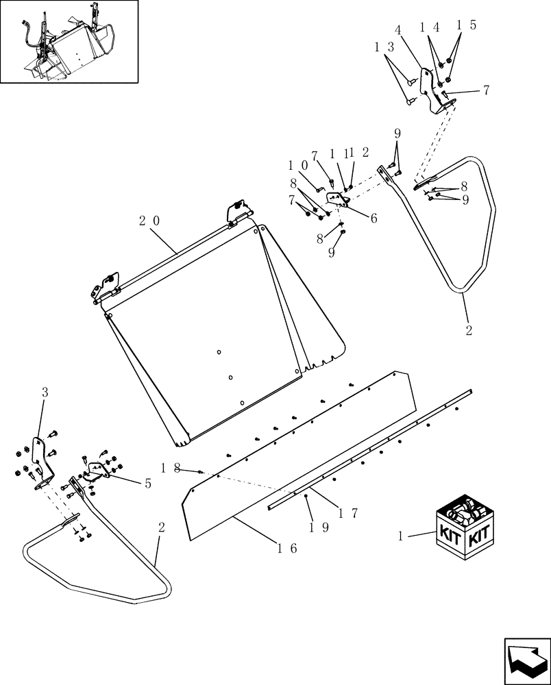 Схема запчастей Case IH 9010 - (88.230.21[03]) - KIT, SPREADER WINDROW CHUTE - EU (88) - ACCESSORIES