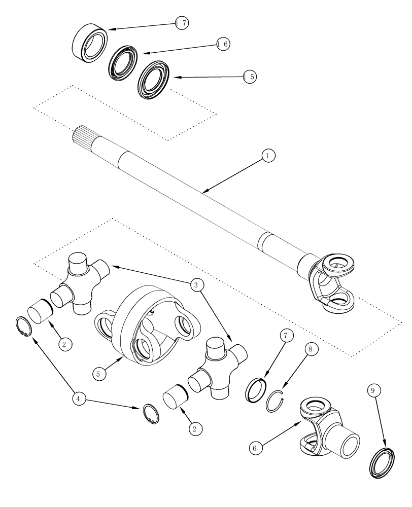 Схема запчастей Case IH MX210 - (05-36) - FRONT AXLE DRIVE SHAFT - MFD, WITH DIFFERENTIAL LOCK, BSN (05) - STEERING