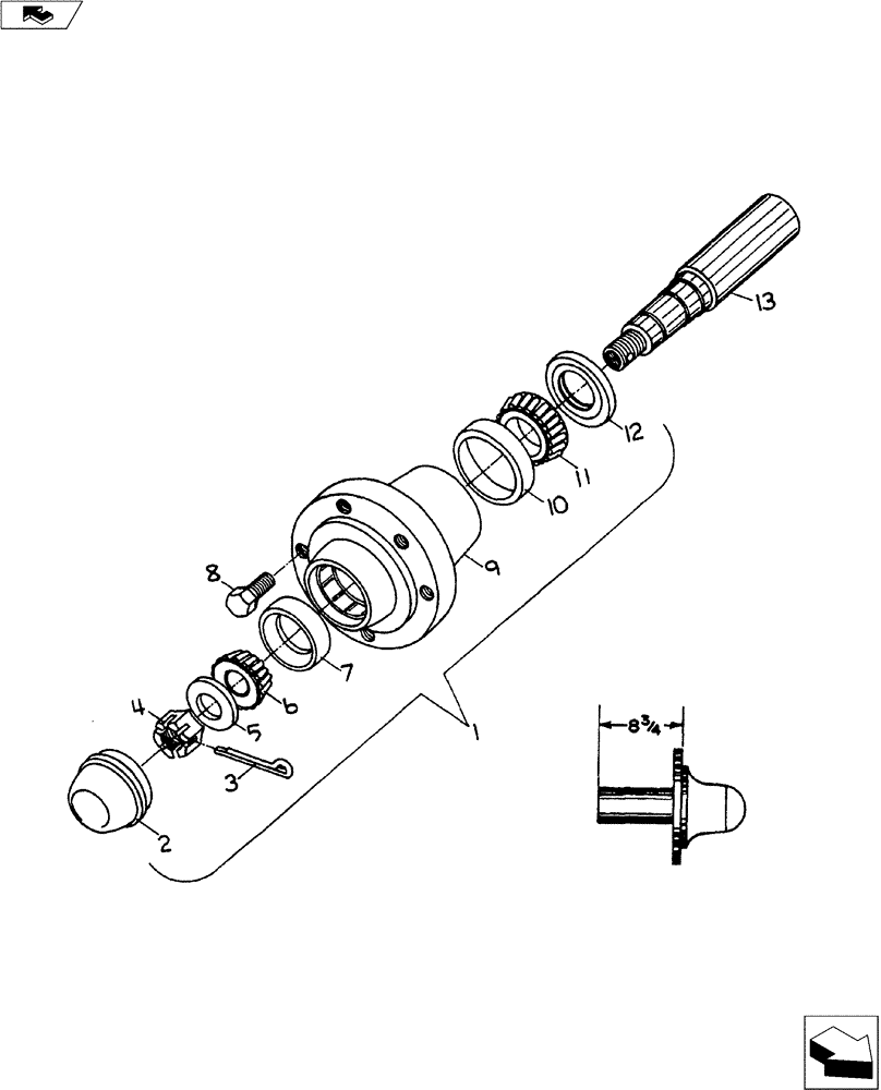 Схема запчастей Case IH 900 SERIES - (44.100.02) - Q-709 HUB AND SPINDLE ASSEMBLY (44) - WHEELS