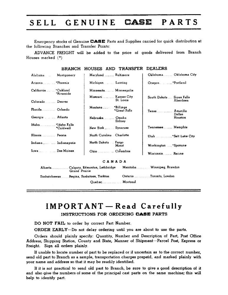 Схема запчастей Case IH 500B-SERIES - (004) - SELL GENUINE CASE PARTS (00) - PICTORIAL INDEX