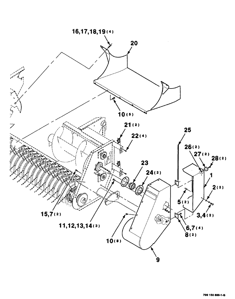 Схема запчастей Case IH 8576 - (07-022) - PICKUP SHIELDS ASSEMBLY-LEFT (12) - MAIN FRAME