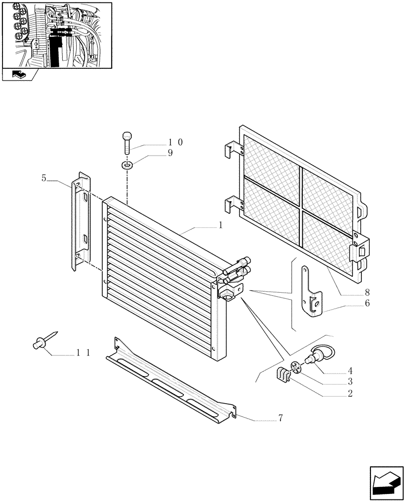 Схема запчастей Case IH FARMALL 85N - (1.17.0/02) - AIR CONDITIONING UNIT - CONDENSER (VAR.330641 / 743539; VAR.332641 / 743540) (02) - ENGINE EQUIPMENT