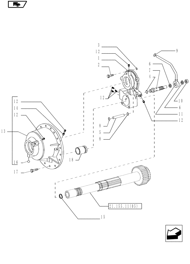 Схема запчастей Case IH MAGNUM 190 - (21.155.11[01]) - SPEED GEARS 7 CLUTCHES, SUPPORT & MANIFOLD, WITH POWERSHIFT TRANSMISSION (21) - TRANSMISSION