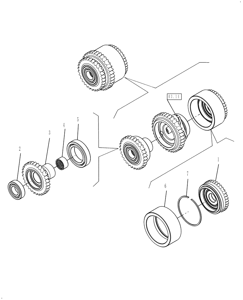 Схема запчастей Case IH FARMALL 40 - (03.13) - PLANETARY GEAR SET (03) - TRANSMISSION