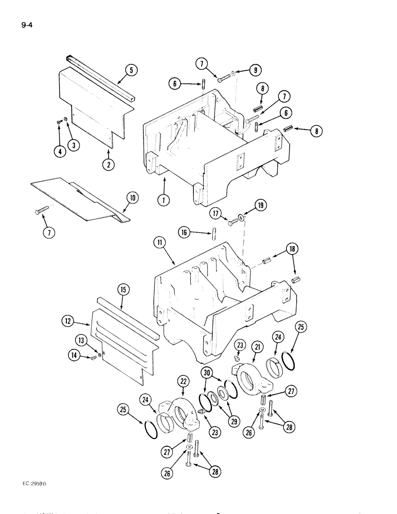 Схема запчастей Case IH 595 - (9-004) - FRONT BOLSTERS, CAST (09) - CHASSIS/ATTACHMENTS