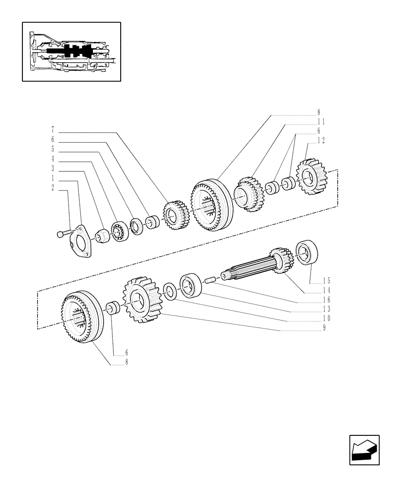 Схема запчастей Case IH JX95 - (1.28.1[03]) - GEARBOX GEARING - SYNCH. AND DRIVEN SHAFT (03) - TRANSMISSION