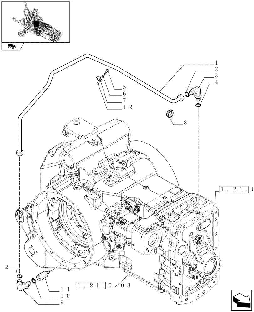 Схема запчастей Case IH PUMA 195 - (1.32.8[08A]) - HYDRAULIC PUMP - PRIMING VALVE BLOCK AND PIPES - D6662 - C6714 (03) - TRANSMISSION