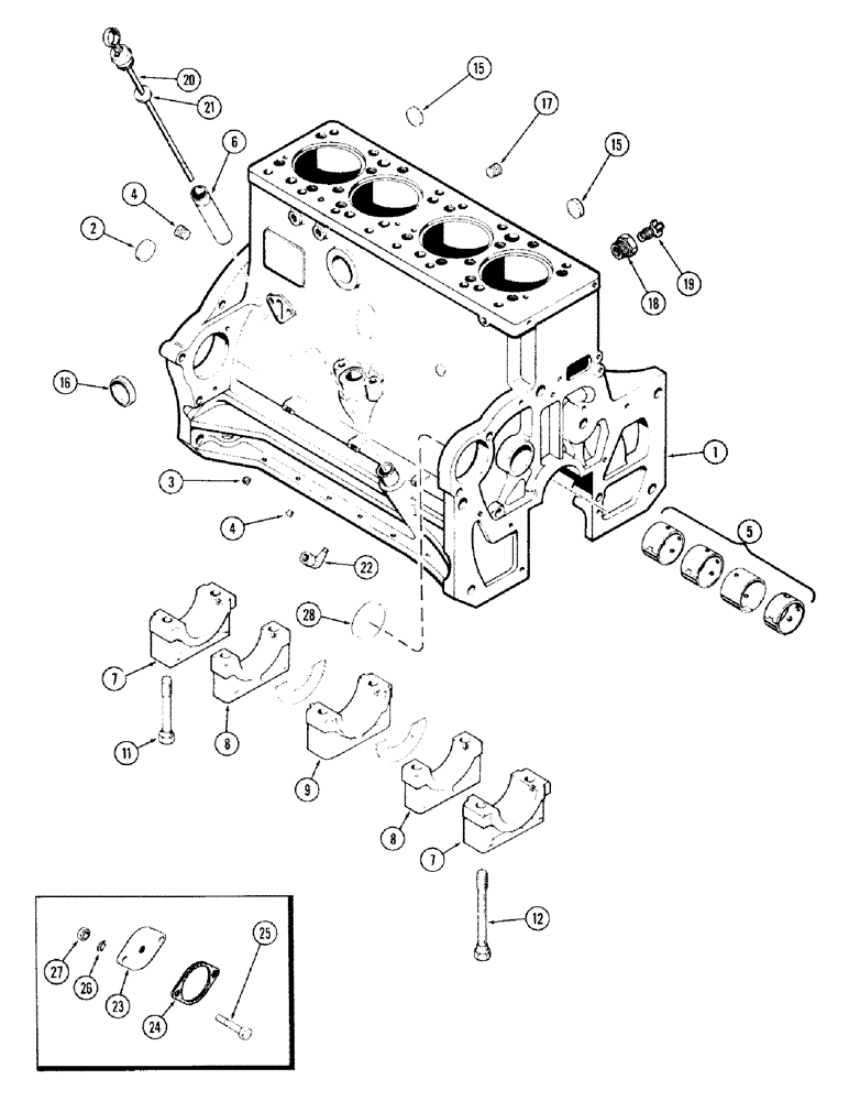 Схема запчастей Case IH 870 - (043A) - CYLINDER BLOCK, (310B) SPARK IGNITION ENGINE, W/3 GEAR BALANCER (02) - ENGINE