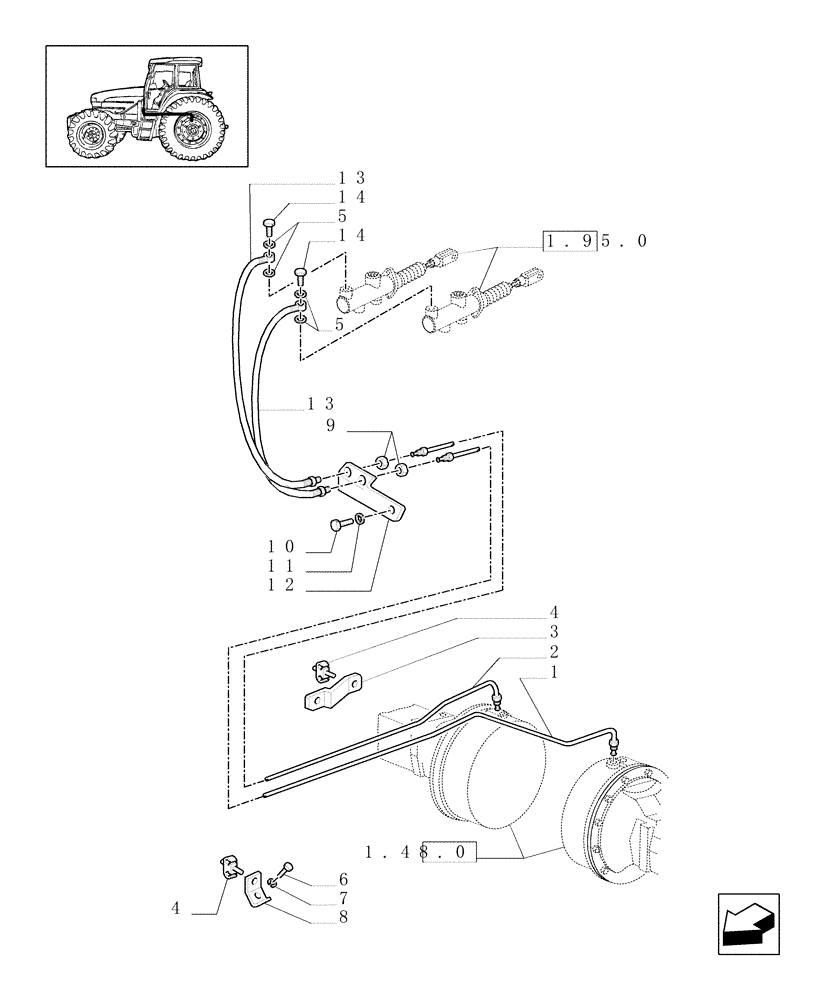 Схема запчастей Case IH JX80U - (1.68.5/01) - BRAKE PIPING (05) - REAR AXLE