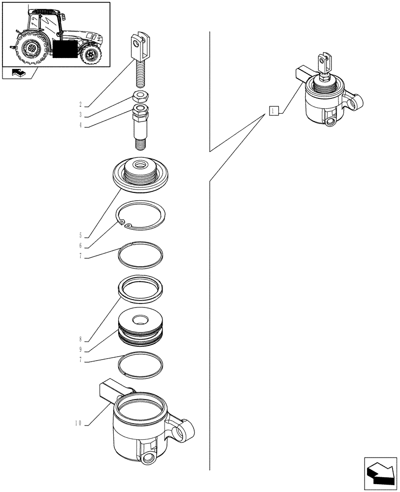 Схема запчастей Case IH FARMALL 75N - (1.80.4/01[03]) - ELECTRONIC MID MOUNTED VALVES - PTO CLUTCH CONTROL ACTUATOR CYLINDER - BREAKDOWN (07) - HYDRAULIC SYSTEM