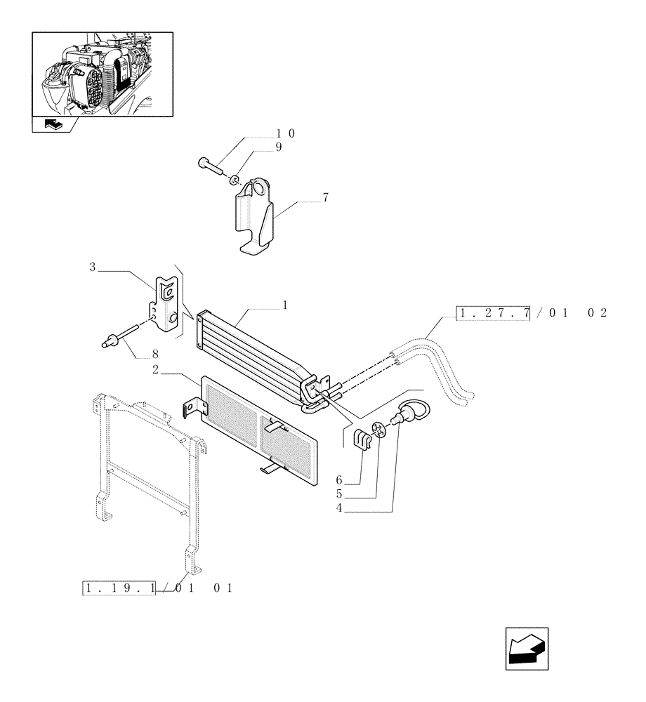 Схема запчастей Case IH FARMALL 95N - (1.27.7/01[01]) - PUMP AND OIL COOLER - RADIATOR (VAR.335823-336823 / 743524; VAR.334823) (03) - TRANSMISSION