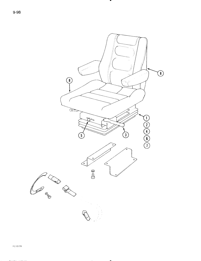 Схема запчастей Case IH 695 - (9-098) - SUSPENSION SEATS, TRACTOR WITH CAB (09) - CHASSIS/ATTACHMENTS