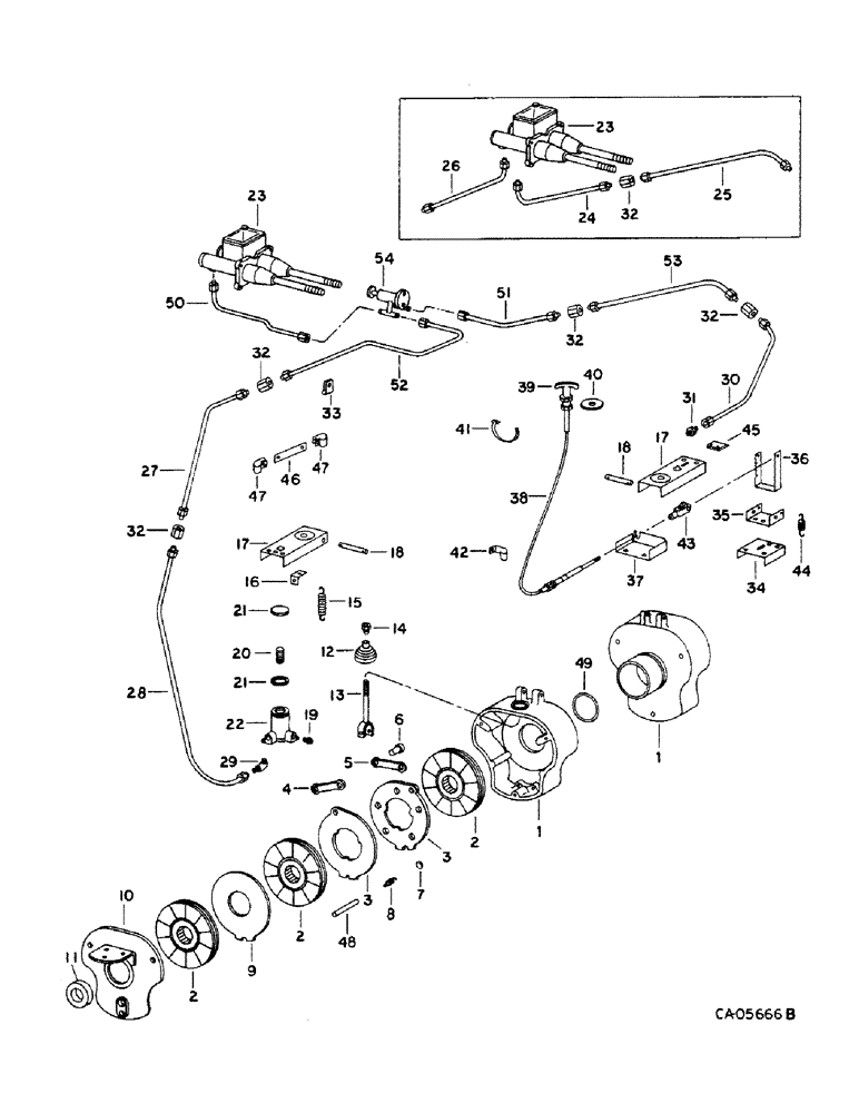 Схема запчастей Case IH 1460 - (04-05) - BRAKE, MASTER AND PARKING BRAKES, S/N 32000 AND BELOW (5.1) - BRAKES