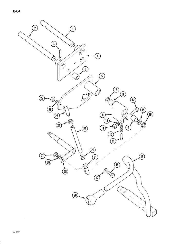 Схема запчастей Case IH 895 - (6-064) - TRANSMISSION RANGE SHIFT CONTROLS, TRACTOR WITH CAB, WITH FORWARD AND REVERSE ATTACHMENT (06) - POWER TRAIN