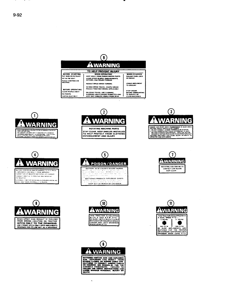 Схема запчастей Case IH 2594 - (9-092) - DECALS, SAFETY (09) - CHASSIS/ATTACHMENTS