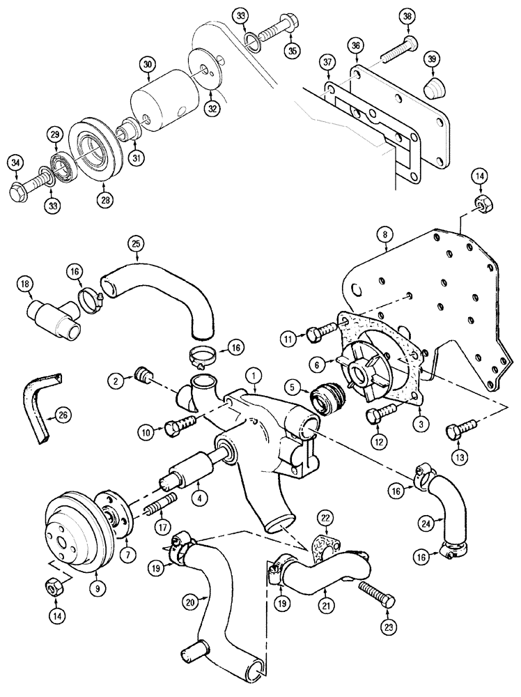 Схема запчастей Case IH CX50 - (02-17) - WATER PUMP SYSTEM (02) - ENGINE