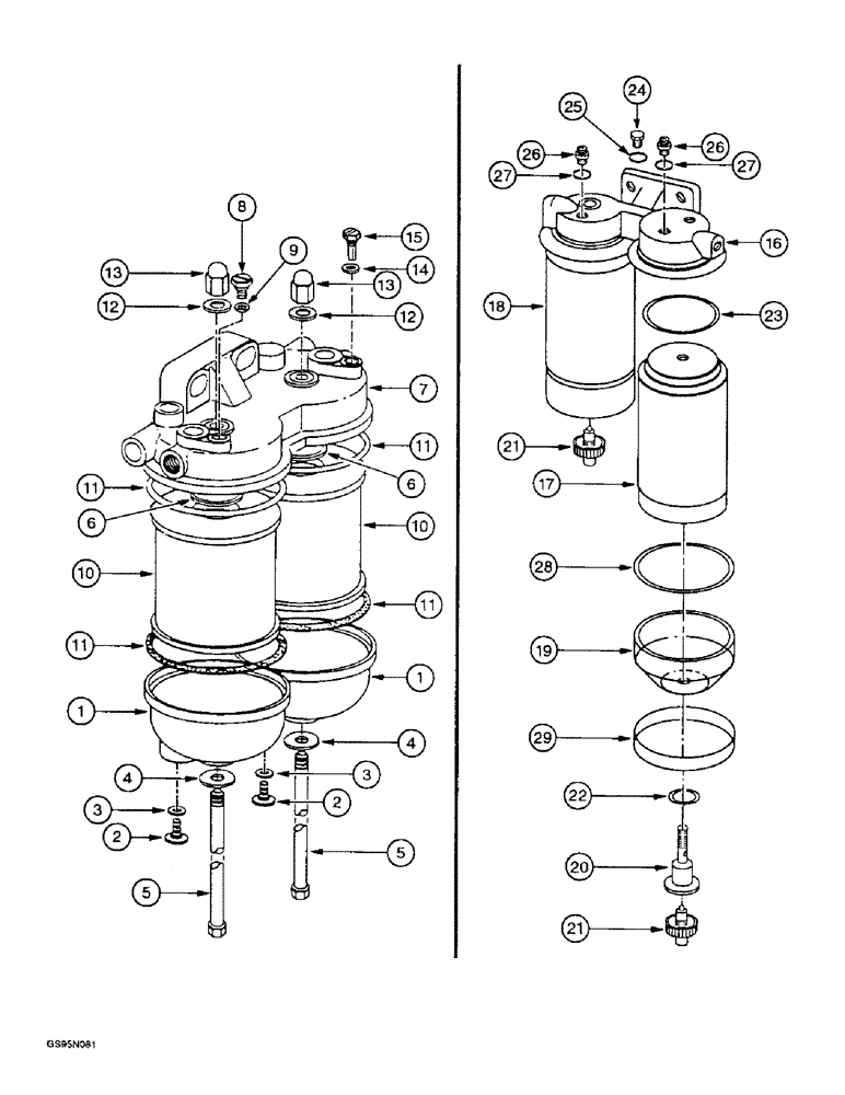 Схема запчастей Case IH D-310 - (5-104) - FUEL FILTERS, SPIN-ON TYPE 