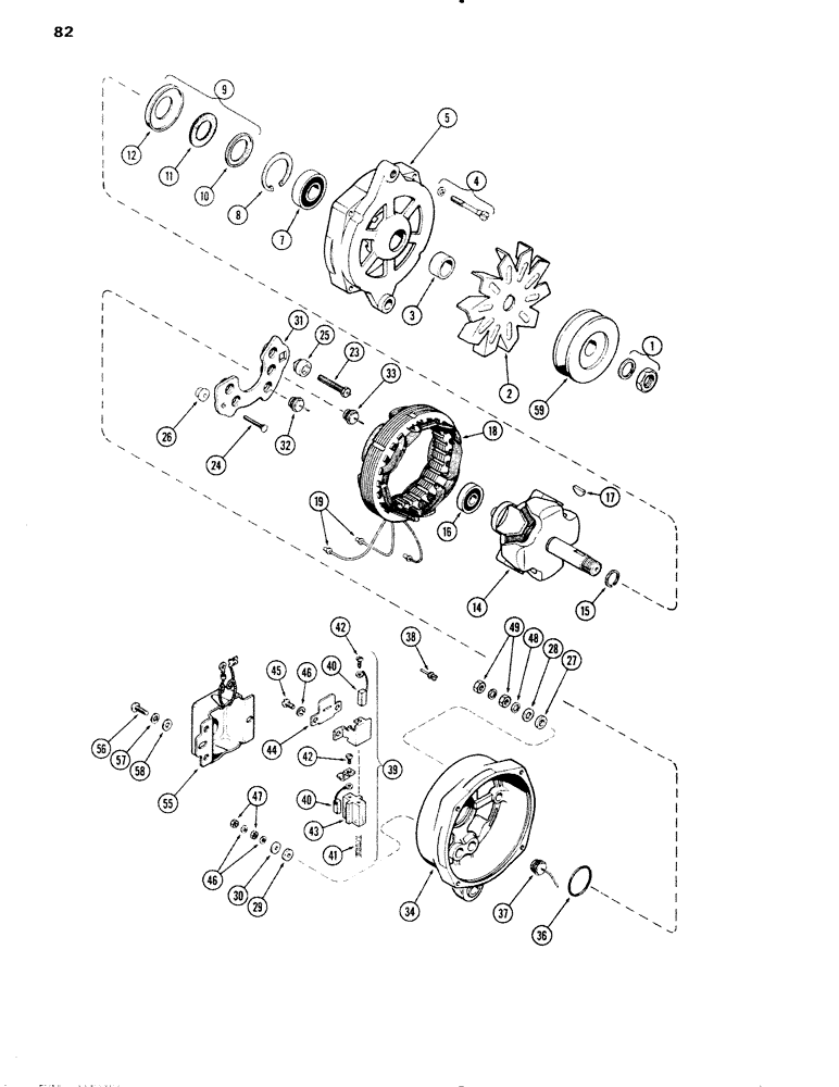 Схема запчастей Case IH 1090 - (082) - ALTERNATOR (04) - ELECTRICAL SYSTEMS