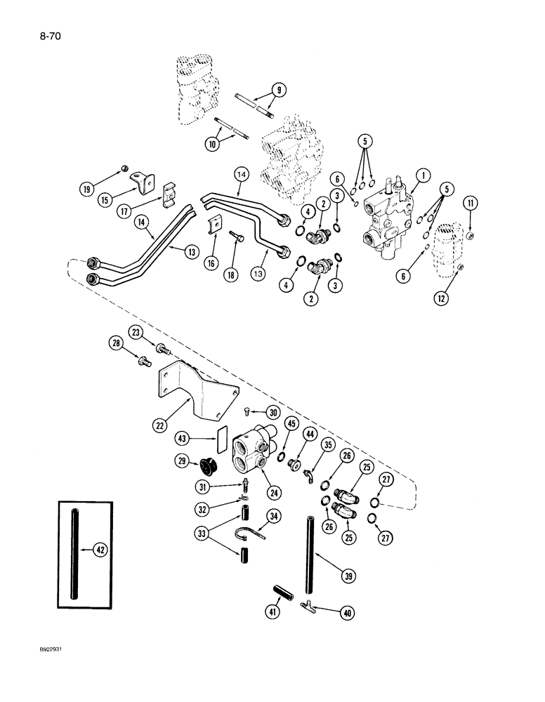 Схема запчастей Case IH 7150 - (8-070) - THIRD CIRCUIT REMOTE HYDRAULICS, PRIOR TO TRANSMISSION S/N AJB0018756 (08) - HYDRAULICS