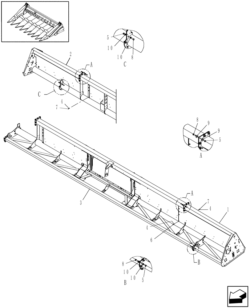 Схема запчастей Case IH 3412-20 - (20.12.02.03) - MAIN FRAME, 16 ROW (58) - ATTACHMENTS/HEADERS