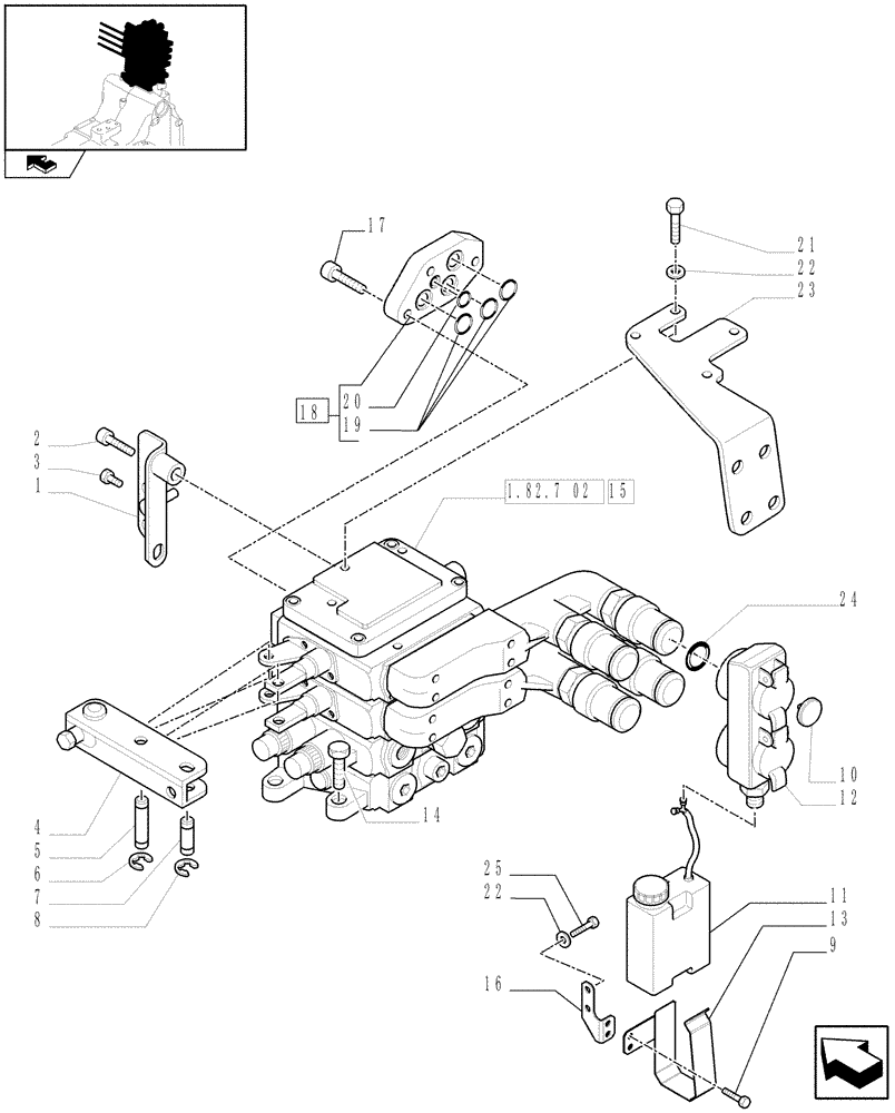 Схема запчастей Case IH PUMA 155 - (1.82.7[01A]) - 2 MECHANICAL REAR REMOTE CONTROL VALVES - DISTRIBUTOR, COVER AND OIL COLLECTOR - D6788 (07) - HYDRAULIC SYSTEM