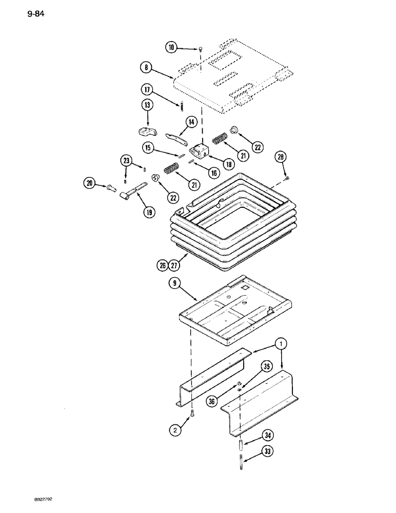 Схема запчастей Case IH 7120 - (9-084) - AIR SUSPENSION SEAT, SUSPENSION AND MOUNTS, PRIOR TO P.I.N. JJA0028200 (09) - CHASSIS/ATTACHMENTS