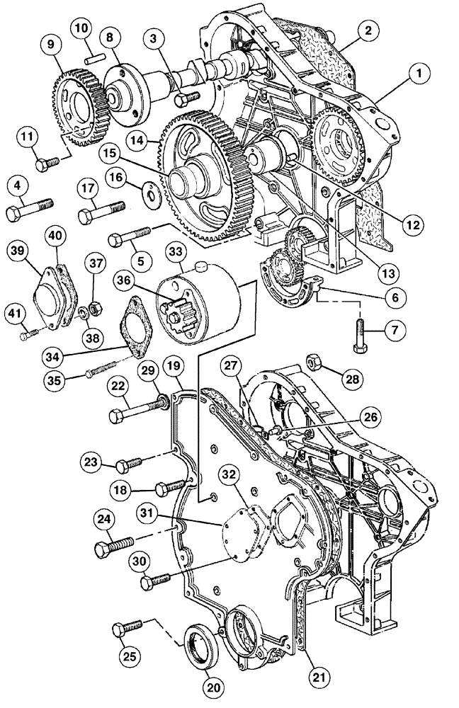 Схема запчастей Case IH CX50 - (02-26) - CYLINDER BLOCK FRONT COVER (02) - ENGINE