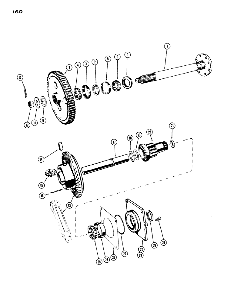 Схема запчастей Case IH 430 - (160) - REAR AXLE AND DIFFERENTIAL, STANDARD (06) - POWER TRAIN