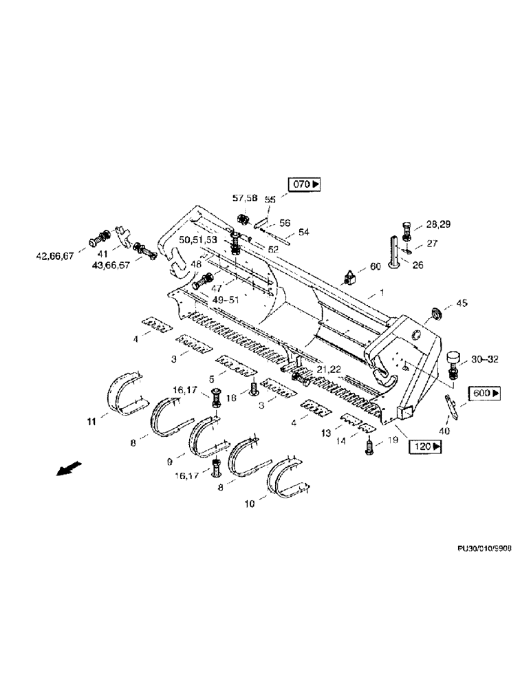 Схема запчастей Case IH PU3000 - (07) - FRAME, PU3000 (58) - ATTACHMENTS/HEADERS